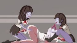 1girls 2futas animated blowjob breasts captured captured_heroine clothed clothed_sex clothing cum_in_mouth cum_in_pussy cum_in_throat cumshot deepthroat defeated defeated_heroine fellatio female futa_on_female futa_with_female futanari game_cg hi_res irrumatio jashinn light-skinned_female light_skin longer_than_30_seconds oral_sex pale-skinned_female partially_clothed penis pixel_animation pixel_art rape raped_by_monster restrained school_uniform schoolgirl sex sex_from_behind sound syahata's_bad_day teenage_girl teenager throat_bulge undead uniform vaginal_penetration video video_games zombie zombie_girl