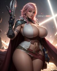 ai_generated big_breasts breasts busty eclair_farron final_fantasy final_fantasy_xiii hourglass_figure huge_breasts huge_thighs kw0337 pink_hair square_enix wide_hips