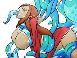 1girls all_the_way_through anal anal_sex big_breasts blue_eyes breast_sucking breasts breeding_slave brown_hair cum_in_mouth cum_inside cum_on_face cumflation cute_face elf elf_ears elf_female female impregnation in_ass_out_mouth milking_tentacles princess rape restrained scribblebad sole_female tentacle tentacle_penetration tentacle_rape tentacle_sex tentacle_sucking_breasts