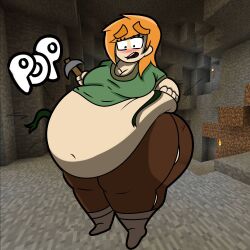 alex_(minecraft) belt_unbuckled big_belly blush fat huge_belly hyper_belly minecraft thegodskillus thick thick_ass thick_thighs unbuckled_belt