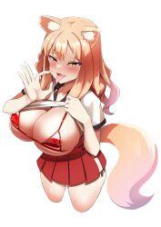 1girls alternate_breast_size big_breasts bikini blush breasts cleavage fate/extra fate/grand_order fate_(series) fellatio_gesture female huge_breasts micro_bikini open_mouth shirt solo suzuka_gozen_(fate) tagme tongue yuzu_kiro