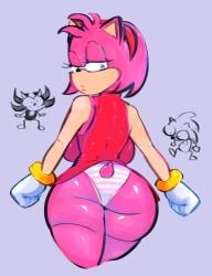 1girls amy_rose ass big_ass big_breasts big_butt edalv edolov eyebrows female looking_back panties pink_body pink_hair pink_skin purple_eyes sonic_(series) sonic_the_hedgehog_(series) striped_panties tail thick_thighs thighs white_gloves