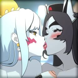 2d 2girls animated big_breasts chimecho evrio female grabbing kissing mightyena mp4 multiple_girls no_sound pokemon_(species) tagme thick_thighs video yuri