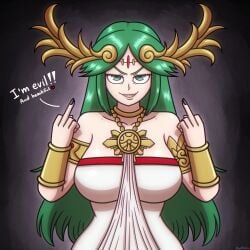 1girls beg4cake breasts female female_only green_hair kid_icarus nintendo palutena solo tagme