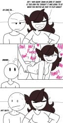 1boy 1girls accurate_art_style ass blush breasts closed_eyes comic doggy_style fantasizing fantasy friendzoned heart imagination intrusive_thoughts jaiden jaiden_animations jaiden_friend lewdyrewdy misunderstanding nude sex straight super_smash_bros. sweat tongue_out youtube youtuber