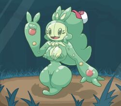 anthro chabble green_nipples hat hilda_(pokemon) large_breasts pokémon_(species) pokemon pokemon_(species) pokemorph post_transformation reuniclus slime_girl thick_thighs