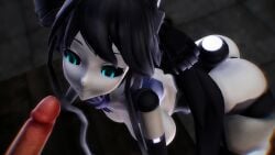 3d android_girl animated black_rock_shooter black_rock_shooter_(character) blue_eyes bukkake deepthroat fellatio mmd no_sound sien tagme video