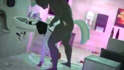 3d animated anthro anthro_milf ass bathroom big_breasts big_dick clothed_sex clothing female friendship_is_magic furry grey_skin high_heels hooves-art horse_penis horsecock leaning_on_sink male milf my_little_pony panties royal_guard_(mlp) royal_guard_pony sound stockings tagme thunderlane_(mlp) twilight_velvet_(mlp) unicorn video