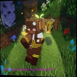 1girls 3d artist_name bear bee_costume bia_prowell_(slipperyt) blush breasts collar curvy curvy_body curvy_figure female female_focus happy horny_female humanoid large_breasts living_plushie looking_at_viewer looking_back microsoft mine-imator minecraft minecraft_(series) mojang outside plushie png rageing_wolf red_eyes showing_off tagme teddy_bear