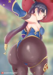 1girls ass ass_focus big_ass big_thighs blush breasts busty clothed clothed_female clothing fat_ass female female_only genshin_impact giant_ass gigantic_ass huge_ass huge_thighs large_ass large_thighs massive_ass mona_(genshin_impact) pantyhose solo solo_female sweetmilkycoffe thick_thighs thighs voluptuous wide_hips