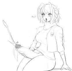 1futa ahe_gao arknights big_breasts bottomless breasts clothed clothing cum demon_girl ejaculation erection futa_only futanari horns huge_cock humanoid humanoid_penis masturbation norunollu orgasm partially_clothed penis rolling_eyes sitting sketch solo tongue tongue_out w_(arknights)