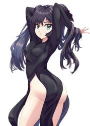 1girls ass big_ass big_thighs cosplay female female_only genshin_impact green_eyes green_hair huge_ass huge_thighs large_ass large_thighs mona_(genshin_impact) one-punch_man tatsumaki_(cosplay) thick_thighs thighs voluptuous zuchysdraws