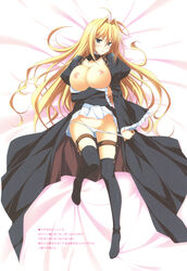 breast_hold clothing dakimakura large_breasts nipples oppai panties panty_pull sekirei stockings thighhighs tsukiumi wireframe yuuki_hagure