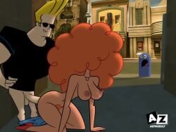 ai_voice_acted animated areola astrozolt_(artist) balls big_breasts bloo clothing cn_city crossover erect_nipples erection eyewear female foster's_home_for_imaginary_friends human imminent_threesome johnny_bravo johnny_bravo_(series) johnnystyle male nipples nude pale_skin penis powerpuff_girls public public_sex sara_bellum shorter_than_30_seconds sound tagme video