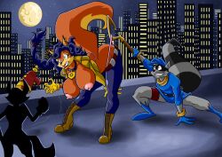 big_breasts breasts carmelita_fox fox fox_girl fox_humanoid fur large_breasts lordstevie nipples pink_panties police raccoon raccoon_humanoid sly_cooper sly_cooper_(series) tail wedgie