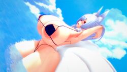 3d fox_ears fox_girl fox_tail fox_tails huge_breasts koikatsu micro_bikini nijisanji nijisanji_en nina_kosaka virtual_youtuber water wet wet_body