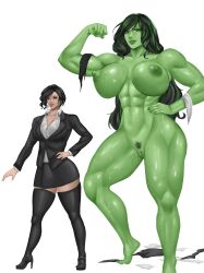 1girls abs avengers before_and_after big_ass big_breasts boobs clothed damaged_clothes dark_hair female female_only green_skin high_heels hulk_(series) jennifer_walters large_breasts looking_at_viewer marvel marvel_comics muscular_female navel nipples nude posing pubic_hair pubic_tuft pussy_tuft ripped_clothes ripped_clothing she-hulk skirt solo superheroine tagme thepalemaster thighhighs thighs tits torn_clothes torn_clothing transformation wide_hips