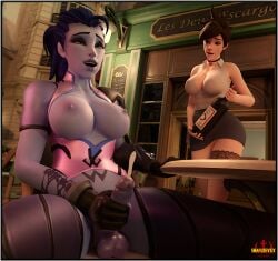 3d blender casual casual_exposure casual_nudity cumshot futa_focus futanari masturbation overwatch penis public snafusevsix tracer widowmaker