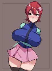 1girls big_breasts blush clothing kunoichimaru mayl_sakurai mega_man mega_man_battle_network panties short_hair skirt thighhighs wide_hips