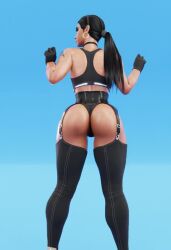 1girls 3d 3d_animation animated ass_shake black_hair blender dancing dark-skinned_female dark_skin dominatrix earrings female female_only long_hair no_sound overwatch pharah ponytail solo solo_female trioodi video