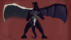 2_penises absurd_res anal anthro balls big_balls big_penis black_sclera bodily_fluids carrying_another carrying_partner cum cum_in_ass cum_in_slit cum_inside cum_splatter diphallia diphallism dragon duo genital_fluids genitals hi_res kobold looking_pleasured magic_user major_carter male male/male multi_genitalia multi_penis necromancer penetration penis size_difference slit slit_penetration undead