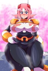 1girls bbw big_breasts bodysuit mega_man mega_man_x mega_man_x_dive nana_(mega_man) noburockman plump tagme