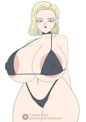 1girls alternate_version_available android_18 blonde blonde_female blonde_hair blonde_hair_female blue_eyes blue_eyes_female cameltoe cleavage curvy dragon_ball erect_nipples female gigantic_breasts huge_areolae huge_ass puffy_nipples red_lips short_hair short_hair_female thick_hips toshiso voluptuous wide_hips yellow_hair