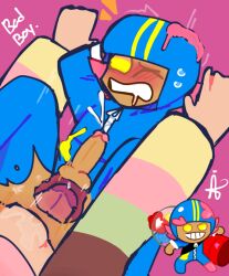 2023 2boys anal blush cookie_run cum_inside domination drooling gay gay_sex gumball_cookie helmet hi_res moon_rabbit_cookie precum striped_clothing tagme yellow_eyes