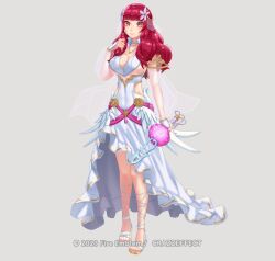 1girls alternate_costume bangs bare_legs breasts bridal_veil bride choker cleavage crazzeffect detached_sleeves dress facial_tattoo female female_only fire_emblem fire_emblem_engage flower full_body grey_background hair_flower hair_ornament high_heels knife large_breasts legs long_hair long_sleeves looking_at_viewer necklace nintendo red_eyes red_hair revealing_clothes see-through sideboob smile solo standing star star_(symbol) tattoos veil weapon wedding_dress yunaka_(fire_emblem)