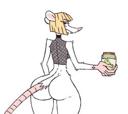 ass big_ass bottomless breasts female fishnets fur pickle_jar platinum_(saladbomb) rat robotjoe thick_thighs wide_hips