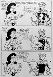 accidental_exposure bird black_and_white breasts captain_britain comic dc_comics exposed_breasts lion scared simong1234 superheroine topless wardrobe_malfunction wonder_woman wonder_woman_(series)