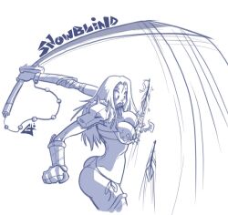 1girls big_breasts blizzard_entertainment g-chris human human_(world_of_warcraft) line_art original_character snowblind solo warcraft wardrobe_malfunction world_of_warcraft