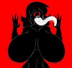 1girls black_body breasts completely_nude completely_nude_female demon demon_girl female female_only huge_breasts long_tongue naked naked_female nude nude_female open_mouth red_background sleep_paralysis_demon solo solo_female tongue tongue_out varix white_tongue