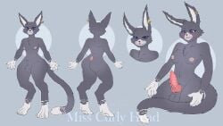 anthro felid feline gynomorph hi_res intersex knot long_ears mammal misscurlyhead_(artist) model_sheet nude owlowl900 solo