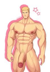 abs balls bara big_balls big_muscles big_pecs big_penis blonde_hair callmea_(artist) erection freshmenvn human male male_only matt_(freshmenvn) muscular muscular_human muscular_male navel nipples nude pecs penis pubes signature solo