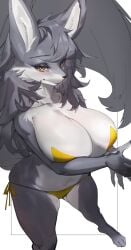 1girls anthro big_breasts bikini breasts canid canine canis cervina_(cervina7) female female_only fur furry furry_only grey_fur hi_res looking_at_viewer mammal orange_eyes solo tagme tail thick_thighs wide_hips wolf wolf_ears woobin94