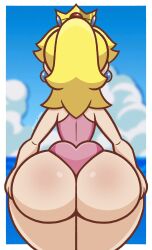 ass_focus beach big_ass bikini breastless clothed female female_only huge_ass mario_(series) princess_jomes princess_peach sideass