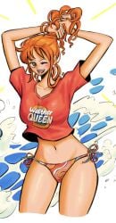 1girls bikini bikini_bottom carliwara female female_only nami nami_(one_piece) one_piece post-timeskip shounen_jump weather_queen