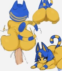 2023 all_fours anal anal_sex animal_crossing ankha ankha_(animal_crossing) anklet anthro ass ass_up bangs big_breasts big_butt blue_body blue_eyeshadow blue_fur blue_hair blunt_bangs bob_cut breast_squish breasts doggy_style domestic_cat downward_dog duo egyptian eyelashes eyeliner eyeshadow felid feline felis female female_penetrated from_behind from_behind_position frown fur genitals hair hatsumiilkshake hi_res huge_breasts huge_butt jewelry lidded_eyes looking_back makeup male male/female male_penetrating male_penetrating_female mammal markings multicolored_body multicolored_fur nintendo nude pattern_background penetration penile penile_penetration penis penis_in_ass pussy ring_(marking) ringtail sex short_stack signature simple_background squish striped_tail tail tail_markings thick_thighs two_tone_body two_tone_fur uraeus wide_hips yellow_body yellow_fur