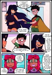 blackfire comic dc dc_comics dick_grayson female hair_over_one_eye lioxdz male robin_(dc) robin_(dick_grayson) starfire teen_titans zamoshvik