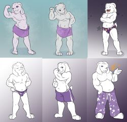 1boy anthro anthro_only arms_crossed asriel_dreemurr biceps blue_background boss_monster briefs caprine chubby chubby_male commission_art crossed_arms flexing furry furry_male furry_only goat gradient_background hands_on_hips horns male male_anthro male_only melle-d mellednsfw pants purple_background purple_eyes purple_pants purple_towel purple_underwear shirtless shirtless_(male) shirtless_male slightly_chubby smile smiling solo_male star_print tail topless topless_anthro topless_male towel undertale undertale_(series) underwear wet wet_fur white_fur