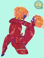 2boys blush colombia_(countryhumans) countryhumans english_text heart light_blue_background male male_only markings short_hair simple_background star uncensored venezuela_(countryhumans) watermark yaoi yellow_hair