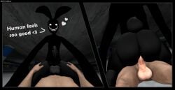 <3_eyes 3d_(artwork) anal anal_sex anthro backrooms_creature balls black_body black_border border creepy digital_media_(artwork) duo english_text from_front_position genitals glowing glowing_eyes heart hi_res humanoid lagomorph leporid long_arms looking_at_viewer male male/male male_penetrated male_penetrating male_penetrating_male mammal mastery_position monster nsg_editor nude penetration penis rabbit sex smile smiler_(the_backrooms) smiling_at_viewer source_filmmaker tail teeth text the_backrooms