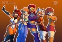 5girls abs ahsoka_tano alien_girl alya_cesaire armpits big_breasts bikini_top breast_press brown_eyes brown_hair crossover dc dc_comics disney_channel evil_raccoon female female_only fox_ears glasses gold_eyes green_eyes hanna-barbera hug huge_breasts impressed long_hair lucasfilm miniskirt miraculous_ladybug multiple_girls nami nipple_bulge one_piece orange pokies post-timeskip red_hair rena_rouge scooby-doo selfie short_hair skirt smile star_wars star_wars:_the_clone_wars starfire superheroine taking_selfie taller_girl teen_titans thick_ass thick_thighs tight_clothing togruta topwear trait_connection velma_dinkley