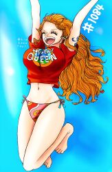 big_breasts bikini bikini_bottom crop_top female female_only kiakawatsuji nami nami_(one_piece) one_piece post-timeskip shounen_jump tattoo weather_queen