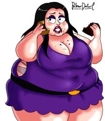 american_dad bbw debbie_hyman fat fat_woman feedee female obese obese_female overweight overweight_female professordoctorc purple_dress red_lipstick slob straining_clothing weight_gain