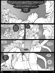 2girls big_breasts blizzard_entertainment comic comic_page dialogue draenei glasses hotshiver line_art max_blackrabbit original_character page_3 repakuku warcraft world_of_warcraft yuri