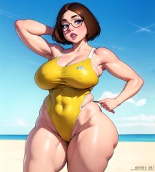 ai_generated beach bikini curvy domn family_guy glasses meg_griffin swimsuit swimwear tko-san