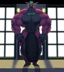 abs anthro balls big_balls big_muscles big_pecs big_penis black_balls black_body black_nipples black_penis bow_tie clothing generation_5_pokemon genitals hat headgear headwear hi_res huge_balls huge_cock huge_muscles huge_pecs hyper hyper_balls hyper_genitalia hyper_muscles hyper_penis male male_only multicolored_body muscular muscular_anthro muscular_arms muscular_legs muscular_male muscular_thighs nintendo nipples parttimeyeen_(artist) pecs penis pokemon pokemon_(species) purple_body red_body scolipede solo thick_thighs top_hat yellow_eyes