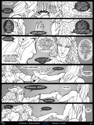 2012 2girls big_breasts blizzard_entertainment comic comic_page dialogue draenei glasses hotshiver line_art max_blackrabbit original_character page_2 repakuku warcraft world_of_warcraft